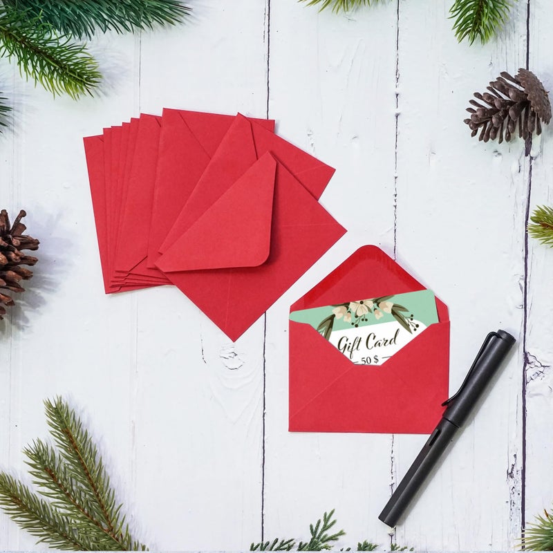MATICAN Gift Card Envelopes - 100-Count Mini Envelopes, Red Paper Business Card Envelopes, Bulk Tiny Envelope Pockets for Small Note Cards, Red 4 x 2.7 Inches - Image 3